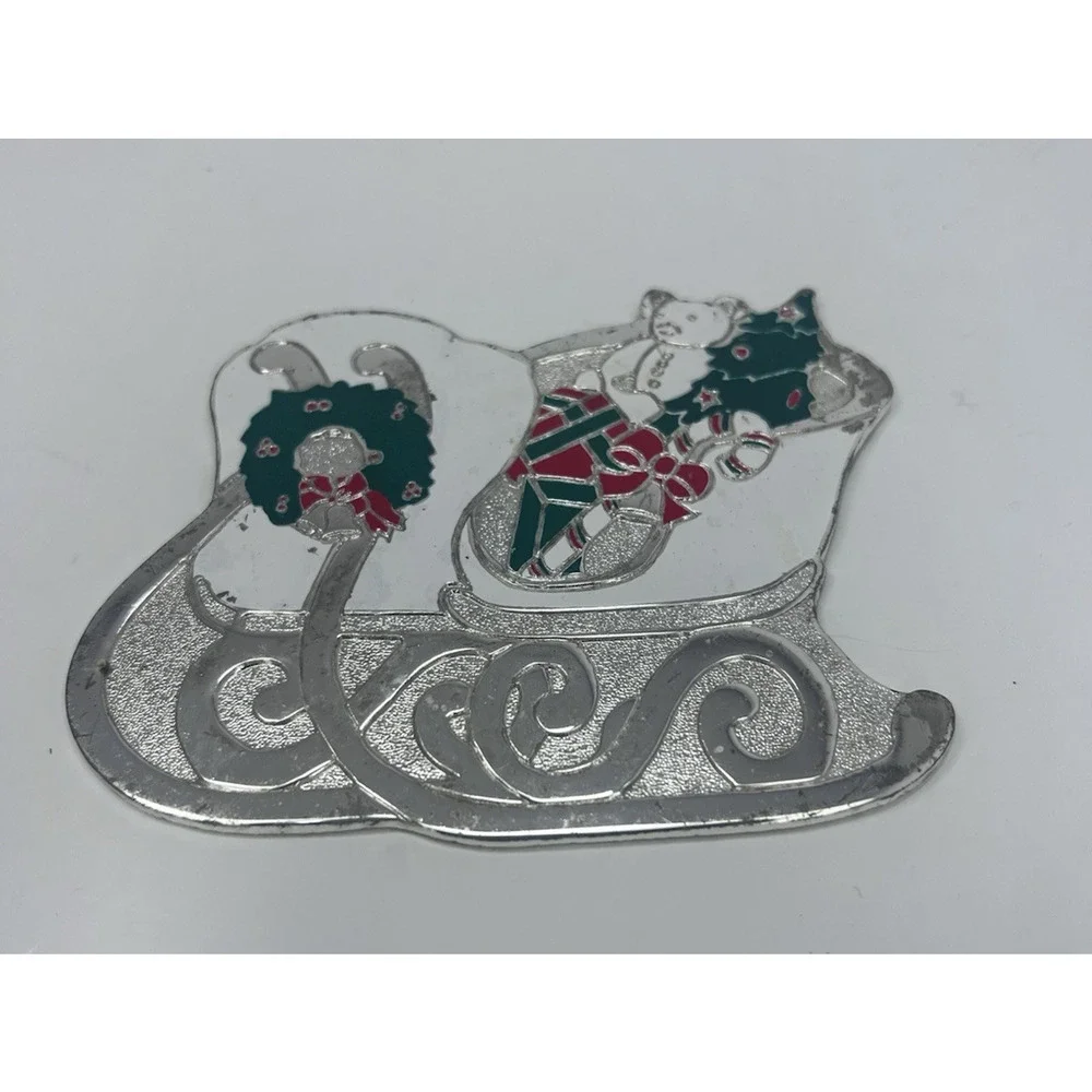 Wm. A. Rogers Vintage Christmas Sleigh Coasters Set of 6 Silverplate Felt Back